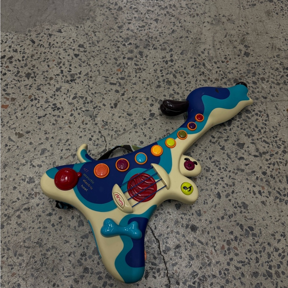 Fisher-Price Blue and Cream Musical Dog Guitar